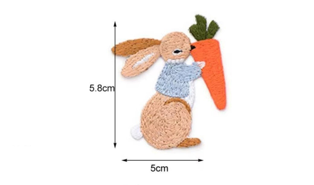 Rabbit Embroidery Patch Bunny Patches Iron on / Sew / Glue Embroidered Applique - 1