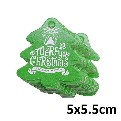 Christmas Gift Name Tags Craft Paper Gift Food Present Price Tag Tree Star - Green Tree
