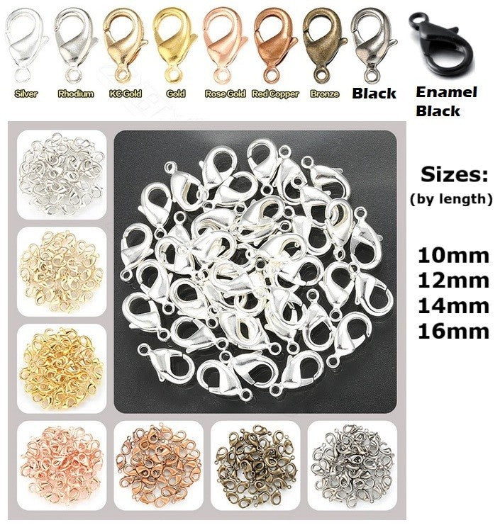 Lobster Clasp Clip Hook Jewellery Finding Making Craft - Various Sizes & Colours