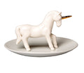 Porcelain Unicorn Trinket Jewellery Dish Cream/White & Gold Boxed Gift