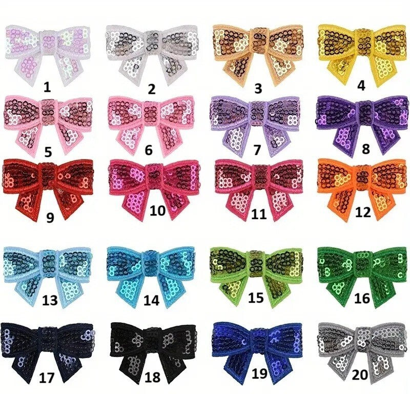 3D Sequins Bow Patch Mini Bows Patches Iron on Customise Clothes 4.5cm x 3cm - 19
