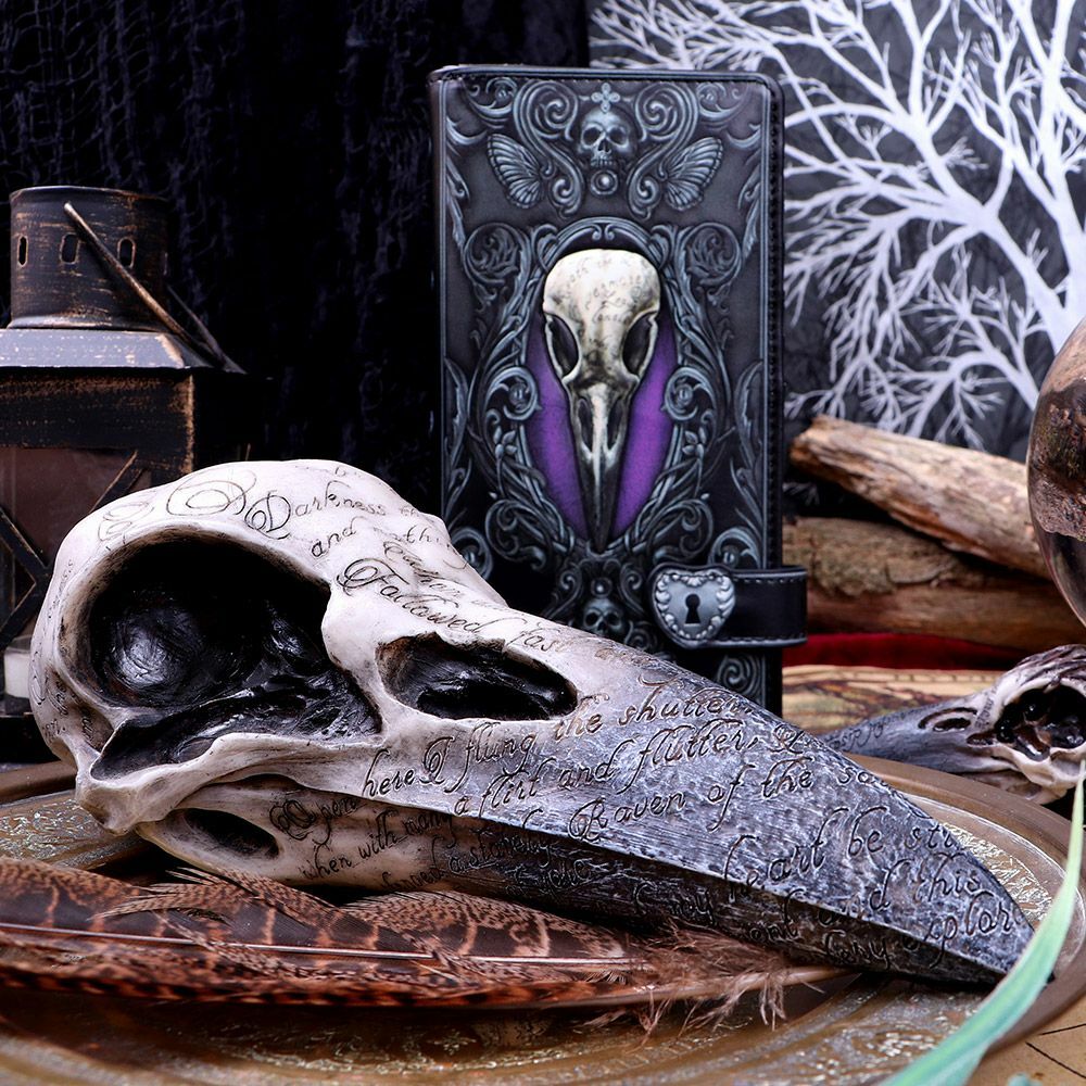 Raven Crow Black Bird Ornament Gothic Edgar Allan Poe Figurine Boxed Gift