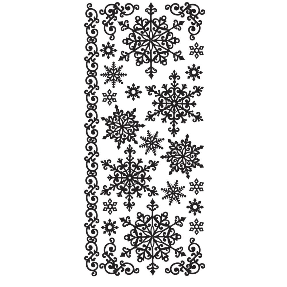 Christmas Peel Off Sticker Snowflake Star Santa Reindeer Snowman Craft Stickers - Snowflake Black (217713)