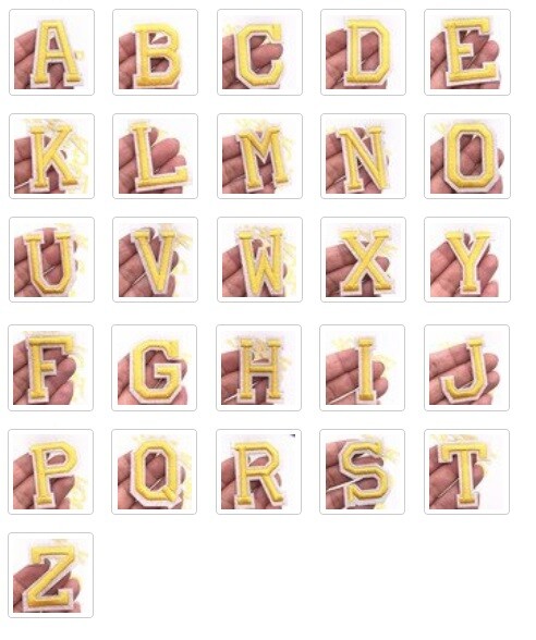 Yellow Letter Patch Patches Iron or Sew on Alphabet Embroidery Customise