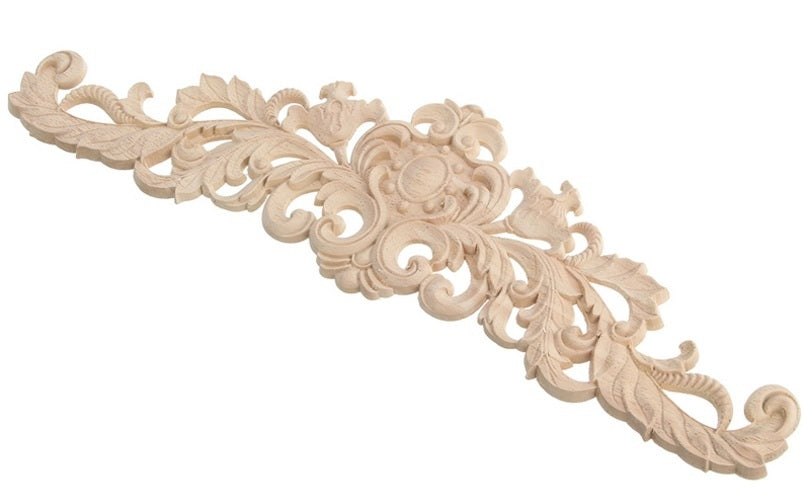 30 x 8.5cm Exquisite Classic Wood Carved Applique Furniture Natural Decal #3SM