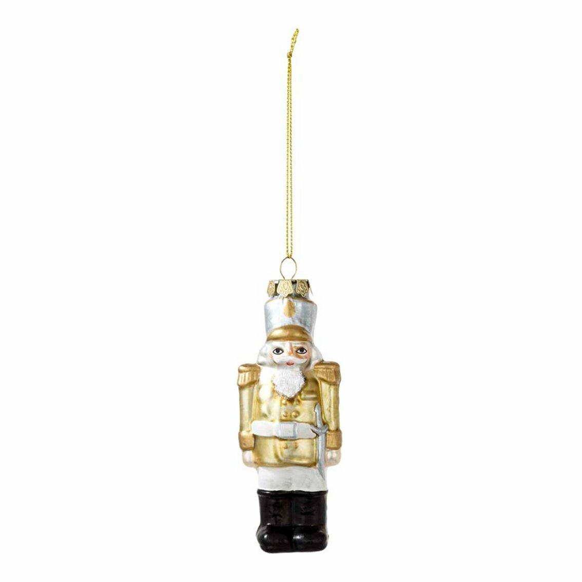Glass Bauble Nutcracker Chilli Sprout Lucky Cat Christmas Tree Decoration - Gold Nutcracker