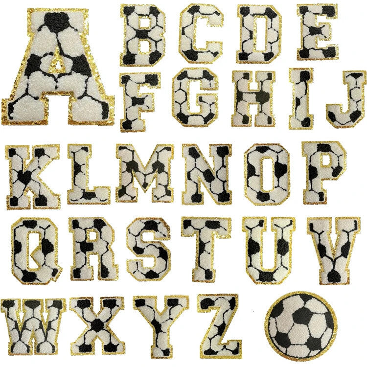Football Soccer Chenille Patch Letter Patches Iron on Alphabet Embroidery 7.5cm