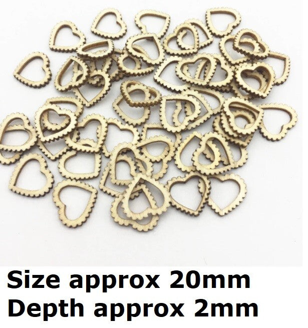 Wedding Valentine Table Decoration Scrapbook Wooden Hearts Worded Love Confetti - Hearts Design 2 - 20mm