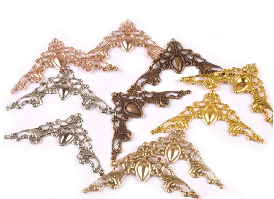 Antique Gold Silver Bronze Effect Applique Furniture Corner Piece Decorative