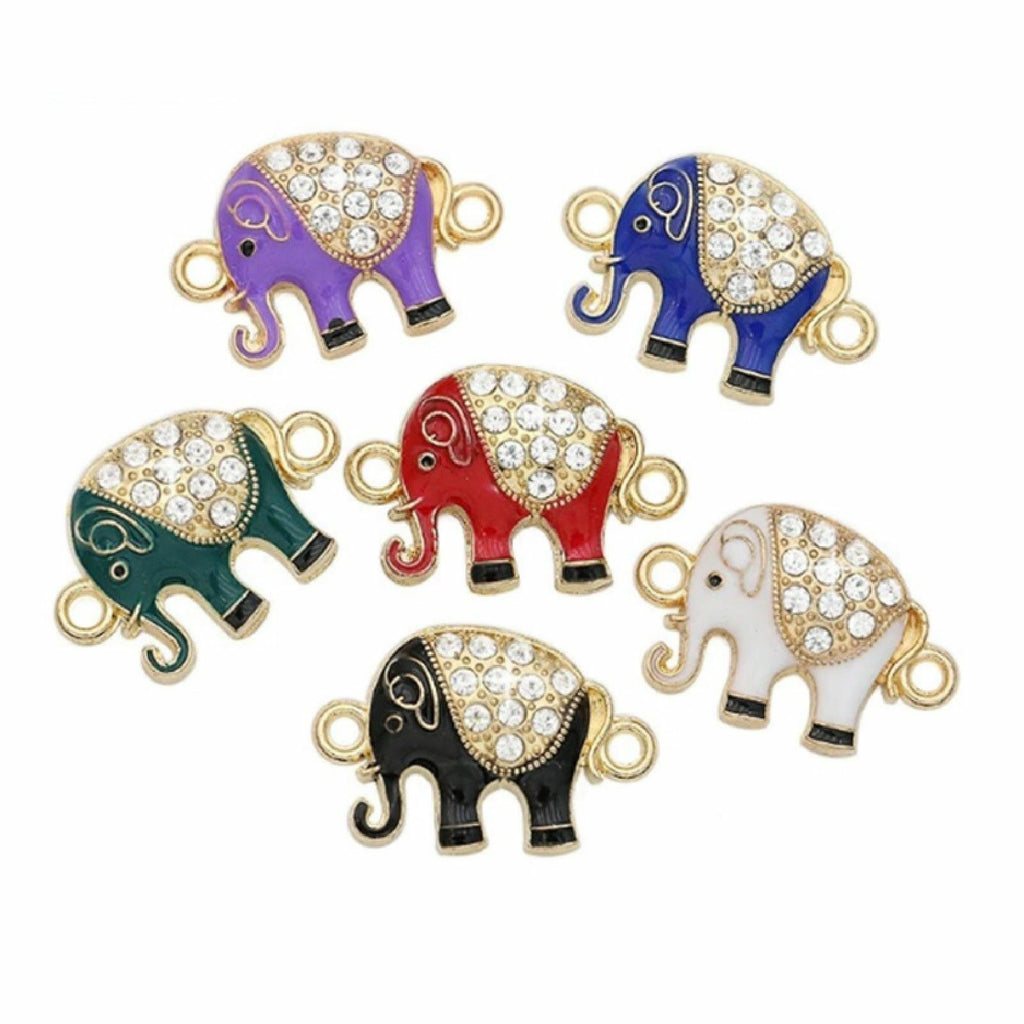 Elephant Pendant Charm Enamel, Gold & Crystal Jewellery - Choice of Colours