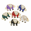 Elephant Pendant Charm Enamel, Gold & Crystal Jewellery - Choice of Colours