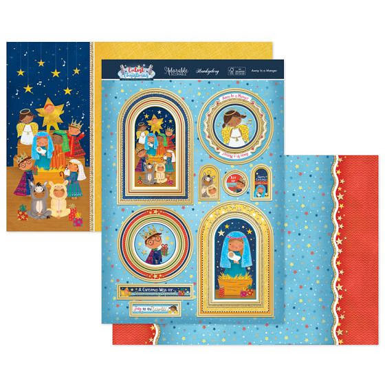 Hunkydory Christmas Card Making Kits Festive Xmas Luxury Topper Set Pack Toppers - Away in a Manger