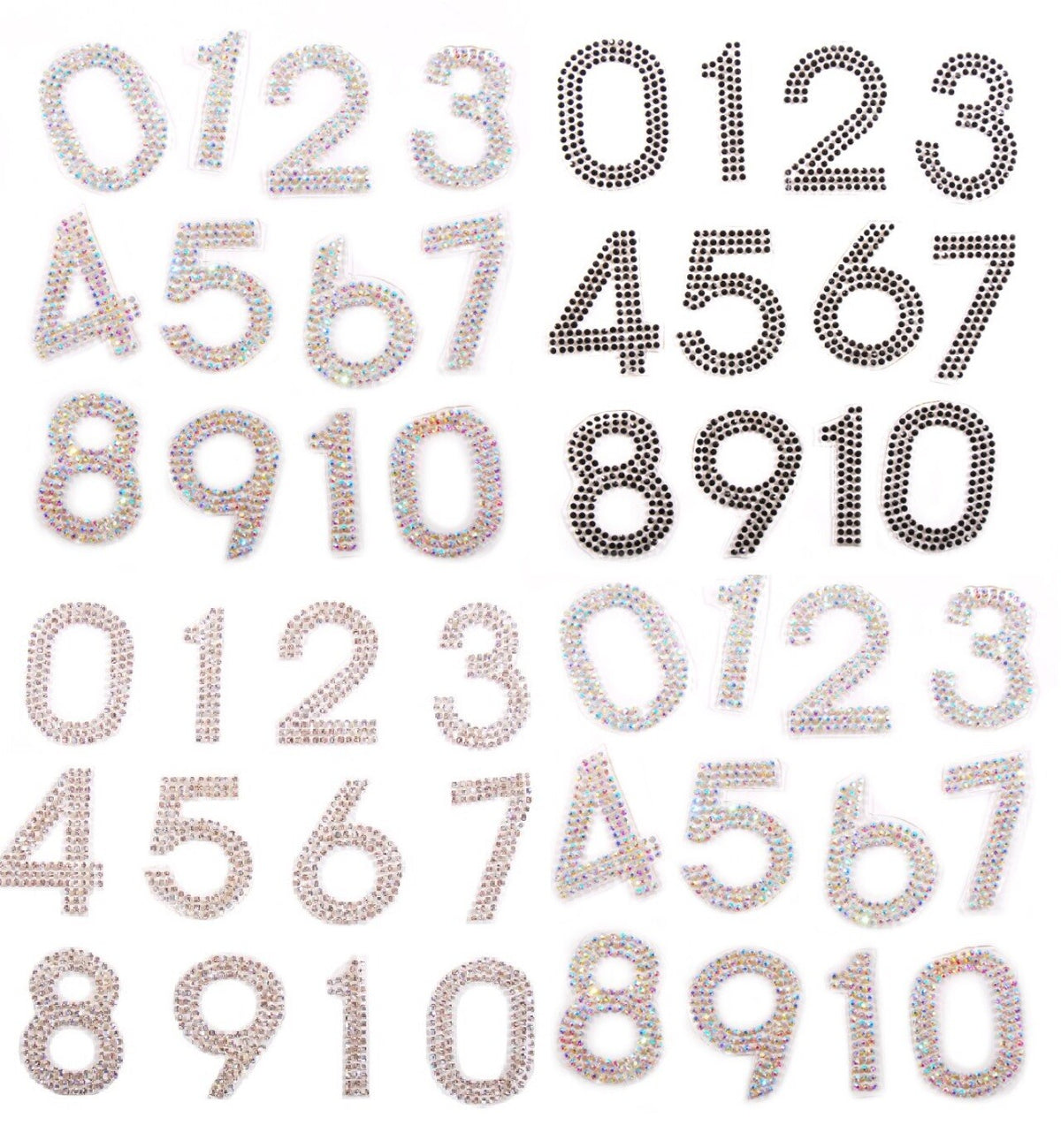 Number Crystal Rhinestone Letter Patch Patches Iron on Hotfix Numbers Customise