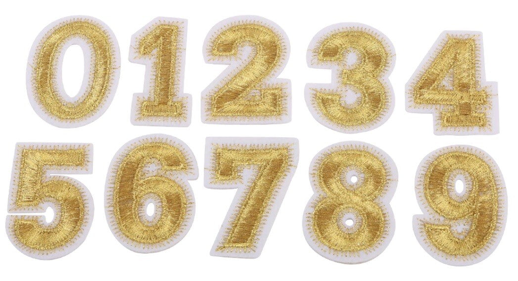 Gold Silver Letter Number Patch Iron or Sew on Alphabet Embroidery Customise