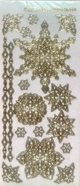 Christmas Peel Off Sticker Snowflake Star Santa Reindeer Snowman Craft Stickers - Snowflakes Trans Glitter Gold (217312)
