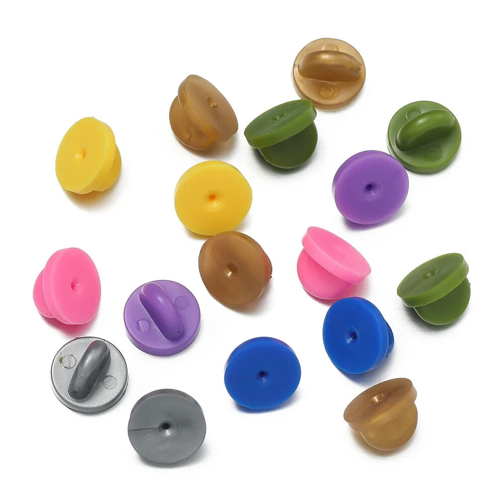 Coloured Rubber Pin Backs Keepers Replacement Uniform Badge Comfort Fit