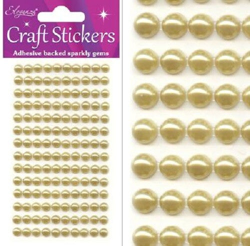 3D Stickers Pearl Dots Sparkly Glitter Gem Card Craft Wedding Self Adhesive - 4mm Gold (240 gems)