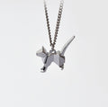 Origami Cat Stylish Necklace Kitsch Gold Rose Silver Black Kawaii Unique - Black