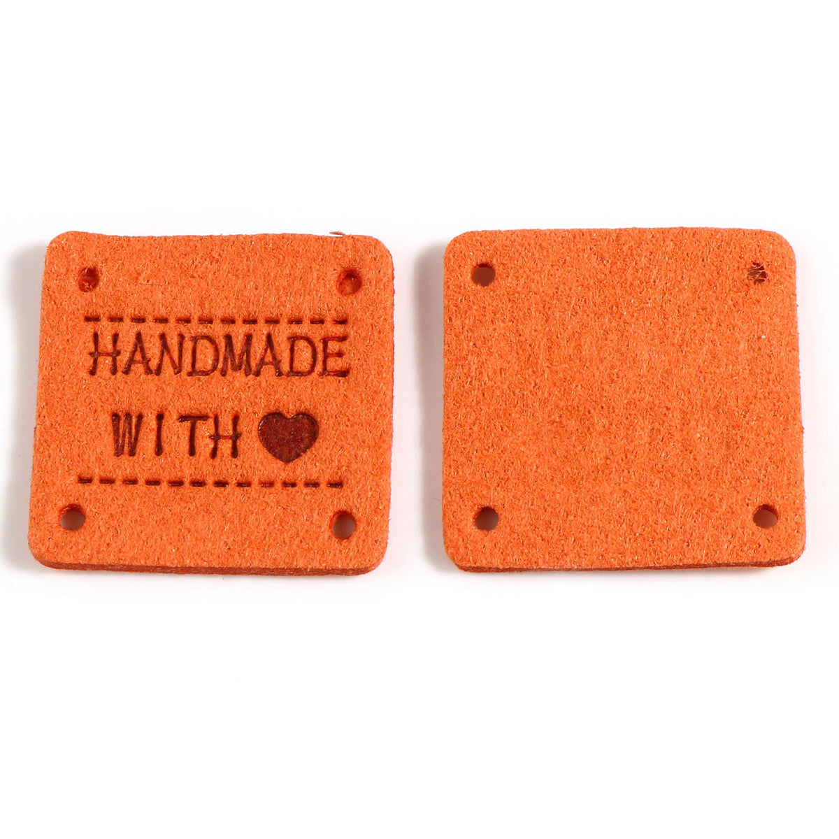 Faux Suede Labels Handmade with Love Square Clothing Tag Label Tags 25x25mm