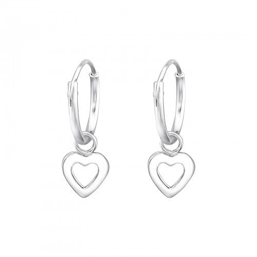 925 Sterling Silver Heart Hoop Earrings 1.2x12mm & Gift Box #1