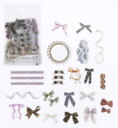 40 Piece Pack Scrapbook Cardmaking Decoupage Stickers Flowers Leaves Craft - Ribbons & Bows