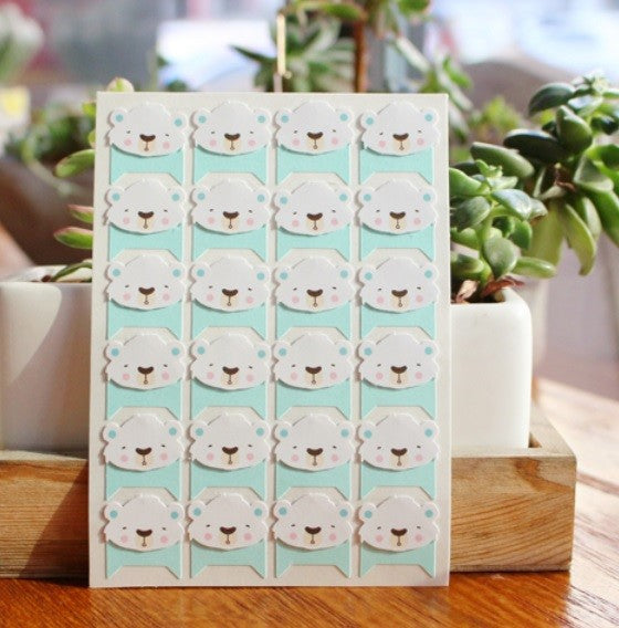 24 Self Adhesive Photo Album Frame Corner Protector Stickers Duck Bear Penguin - Polar Bear