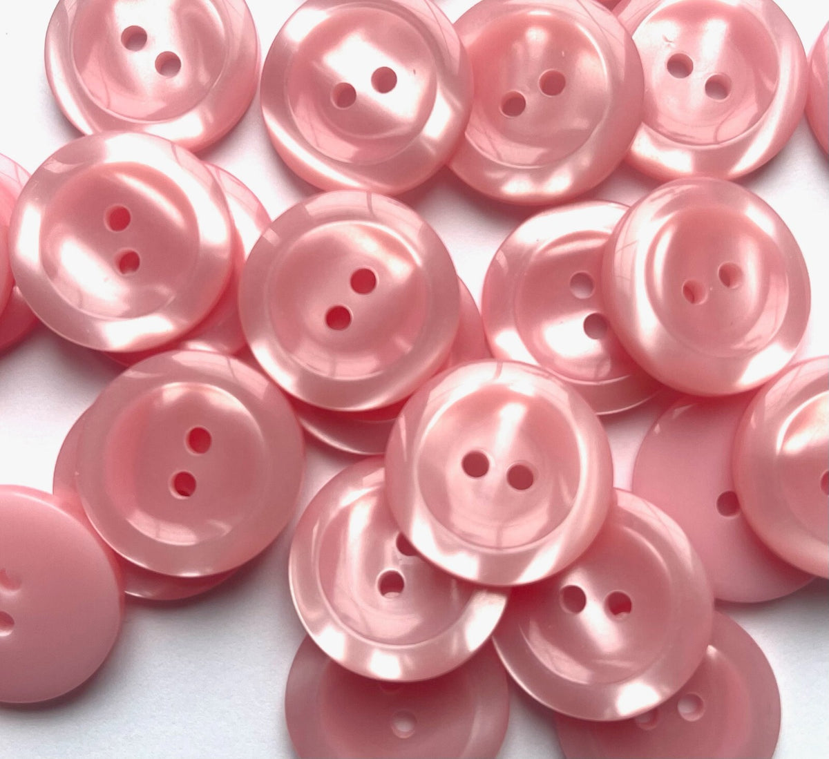 Pearlised Easy Match Dish Buttons Pearl Effect - Sizes: 11.5mm/15mm/18mm/20mm - Pink