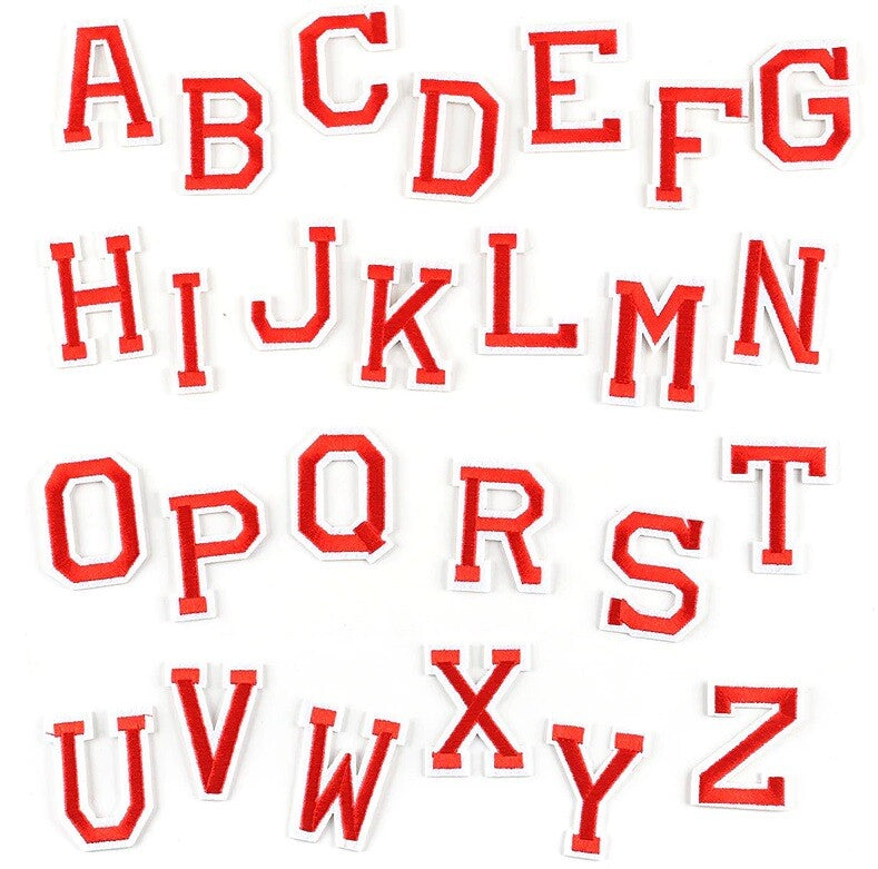 Colourful Letters Alphabet Colour Letter Patch Patches Clothes Iron or Sew on - Red