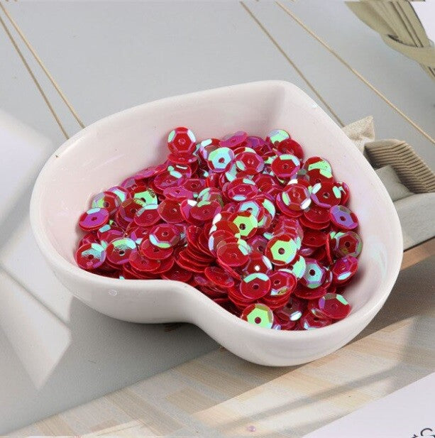 550 / 1200 Round 5mm Loose Sequin Sewing Trim Costume Sequins Craft - 36 COLOURS - AB Red