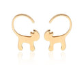 Minimalist Stud Cat Earrings Gold Silver Rose Gold & Gift Box - Gold