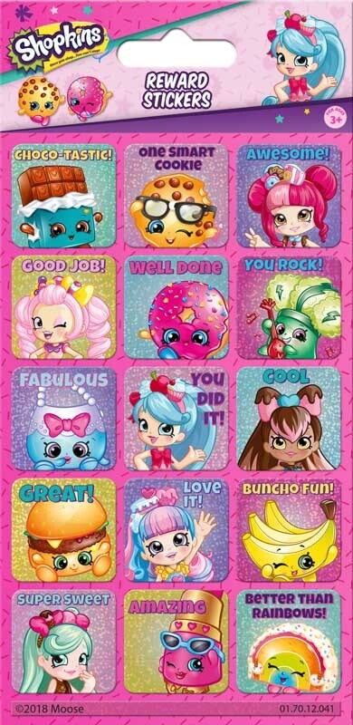 Shopkins Foil Reward Reusable Stickers Kids Party Pack Bag Filler Gift Craft - Reward Stickers Design 1