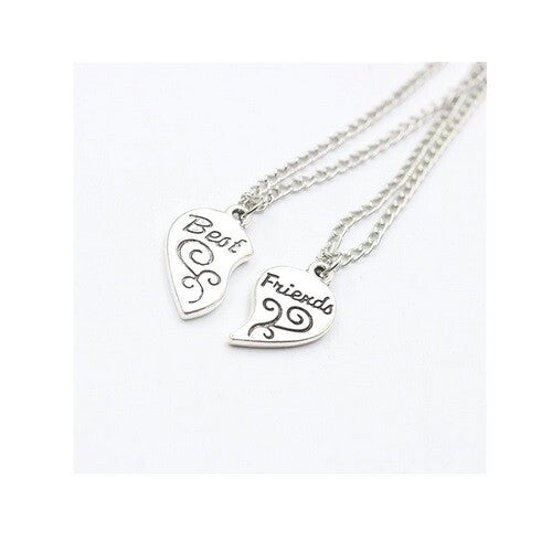 Best Friends Heart Charm Pendant Necklaces & Free Gift Bags - Many Designs - Silver Design 2