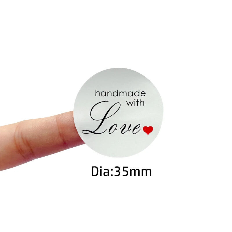 Handmade with love sealing stickers hand made sticker gift food craft 3.5cm