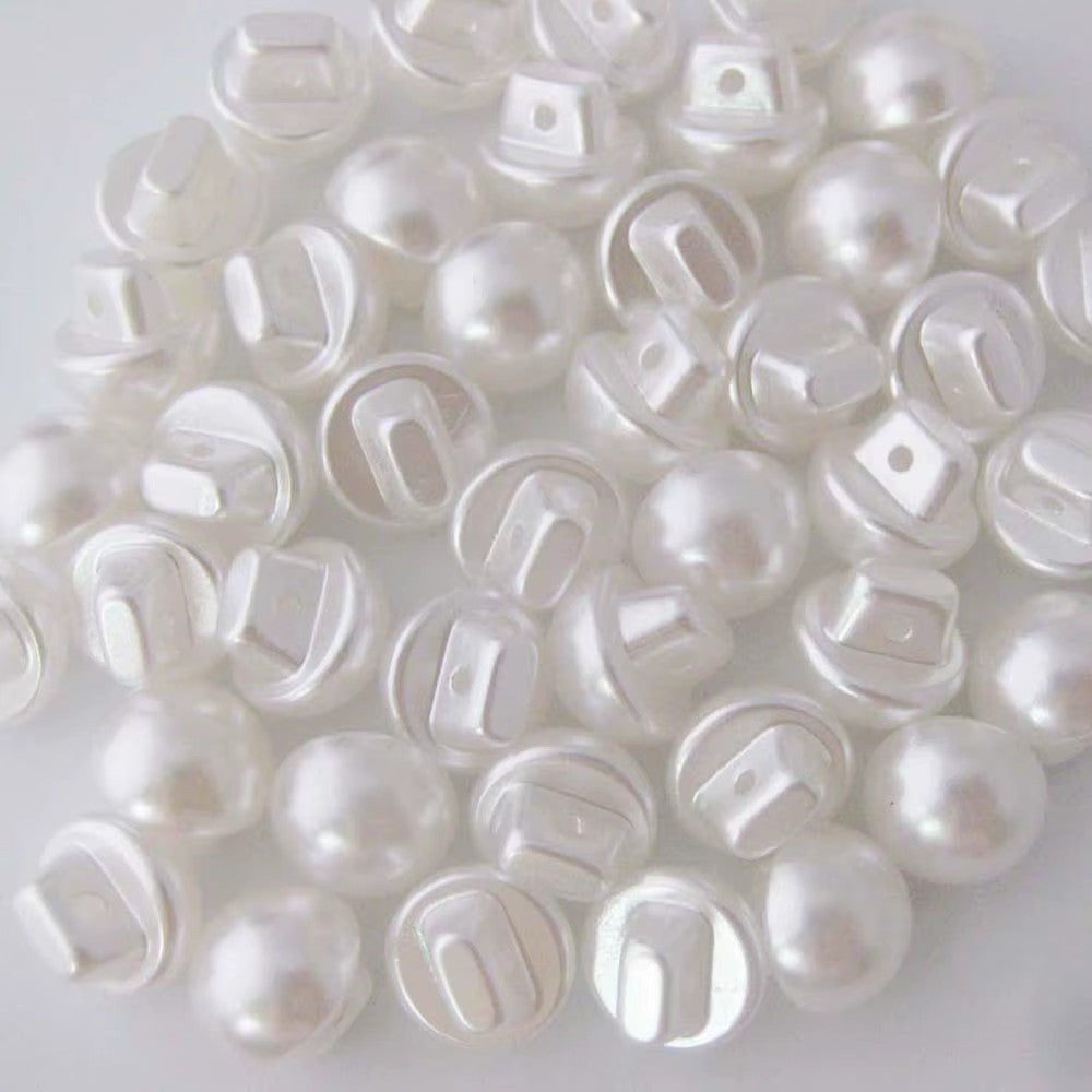 Buttons Half Pearl Shank Mushroom Button Side Shank 10mm - White