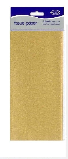 Large 5 Sheets Tissue Paper High Quality Acid Free 50cm x 75cm Craft Wrap Gift - Gold
