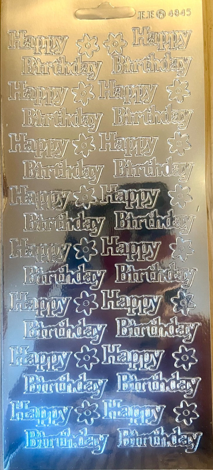 Happy Birthday Mirror Shine Peel Off Sticker Card Making Craft Stickers - Silver