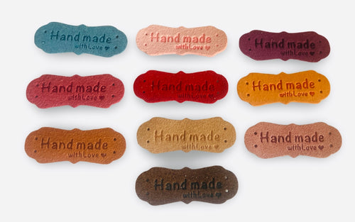 10 Sew On "Handmade" Labels Tag Faux Leather Regency Knitting Tags Crochet Label