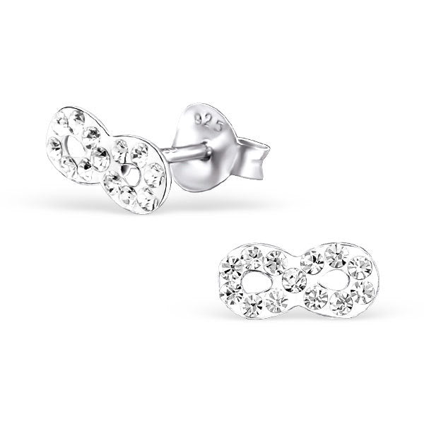 925 Sterling Silver Crystal Infinity Earrings Forever Studs & Mini Gift Box