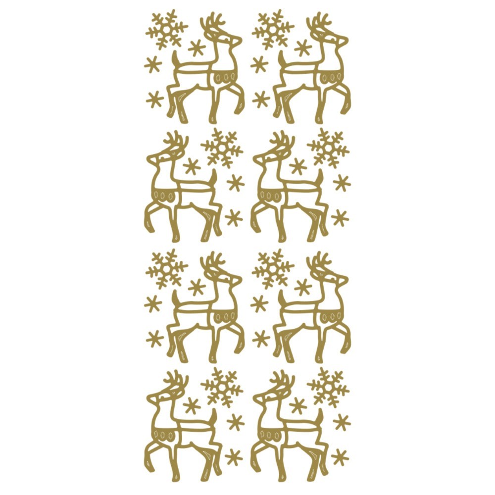 Christmas Peel Off Sticker Snowflake Star Santa Reindeer Snowman Craft Stickers - Reindeers Gold 10 (1.4320)