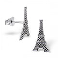 925 Sterling Silver Eiffel Tower Paris France 8x16mm Stud Earrings & Gift Box #4