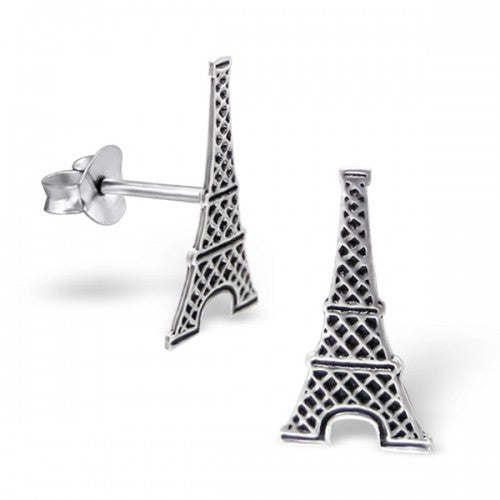 925 Sterling Silver Eiffel Tower Paris France 8x16mm Stud Earrings & Gift Box #4