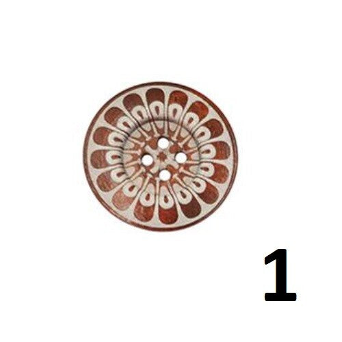 1 x Large Wooden Handmade Etched Buttons 4 Hole 60mm Sewing Craft Scrapbook Gift - 1