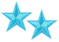 2 Turquoise Blue Star Patches Iron On Sew On Stars Patch Embroidered Applique