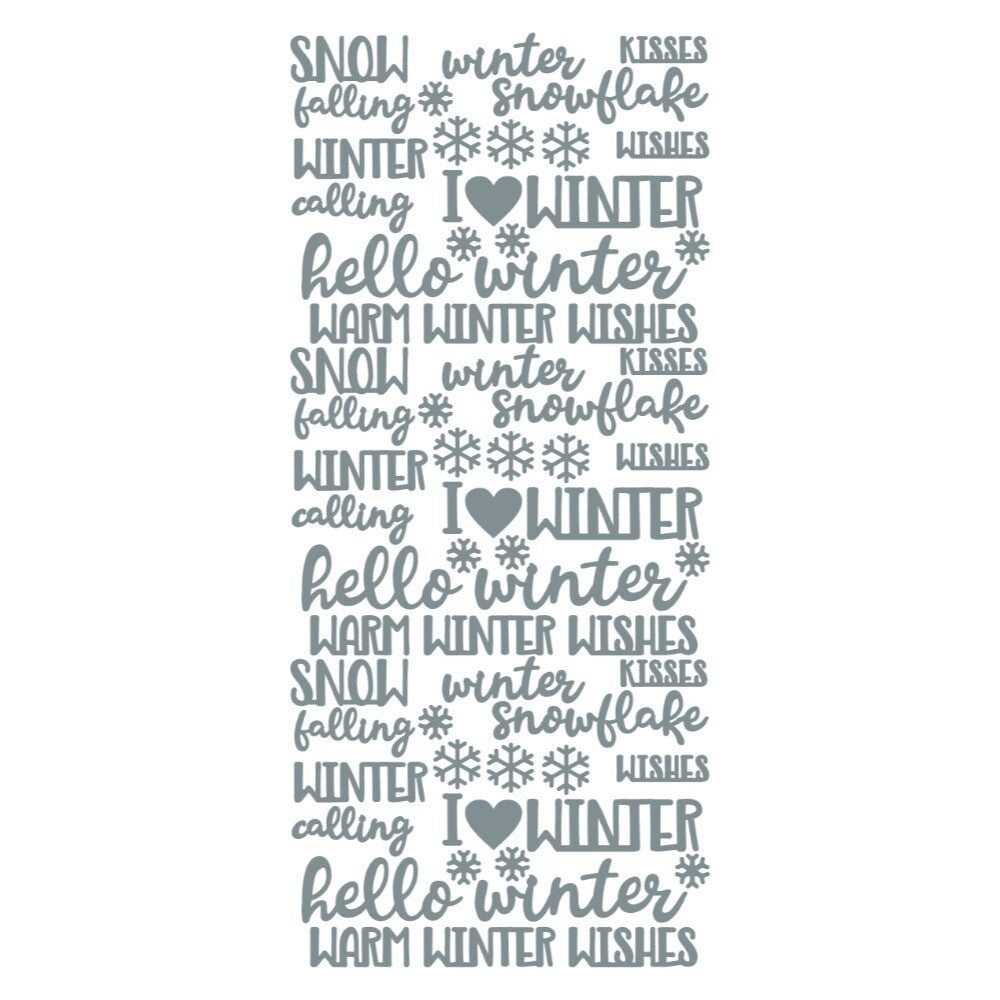 Merry Christmas Happy Christmas Peel Off Sticker Card Making Craft Stickers - Winter Words Silver (566701)
