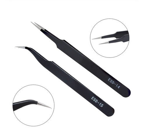 Pack of 2 Precision Professional Tweezers Eyelash Nails Electronic Craft DIY