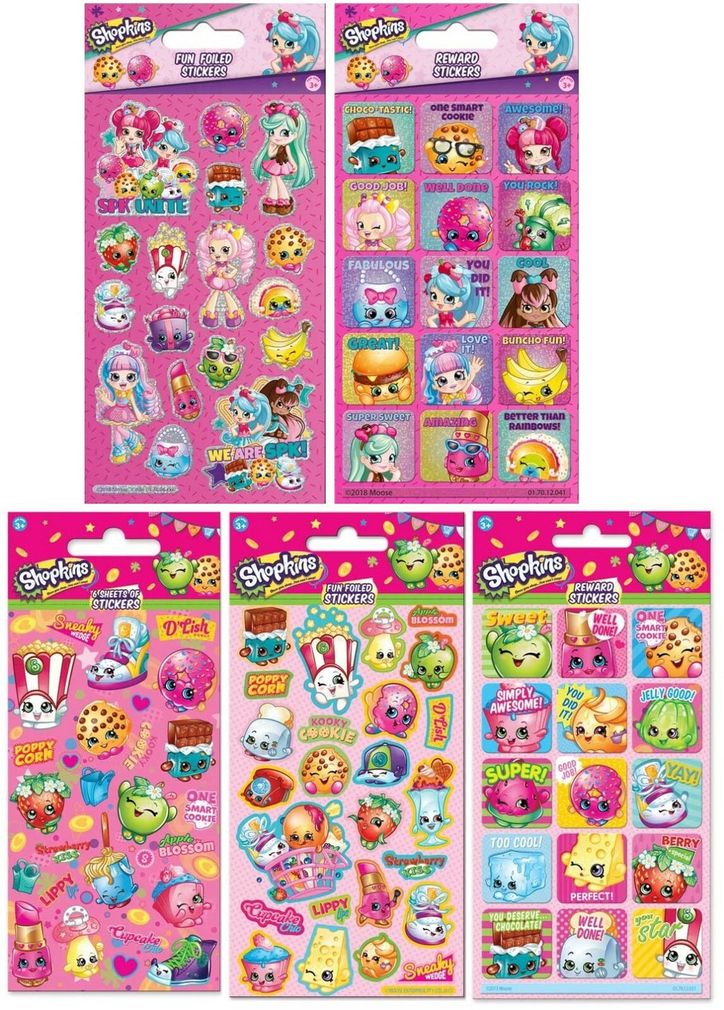 Shopkins Foil Reward Reusable Stickers Kids Party Pack Bag Filler Gift Craft