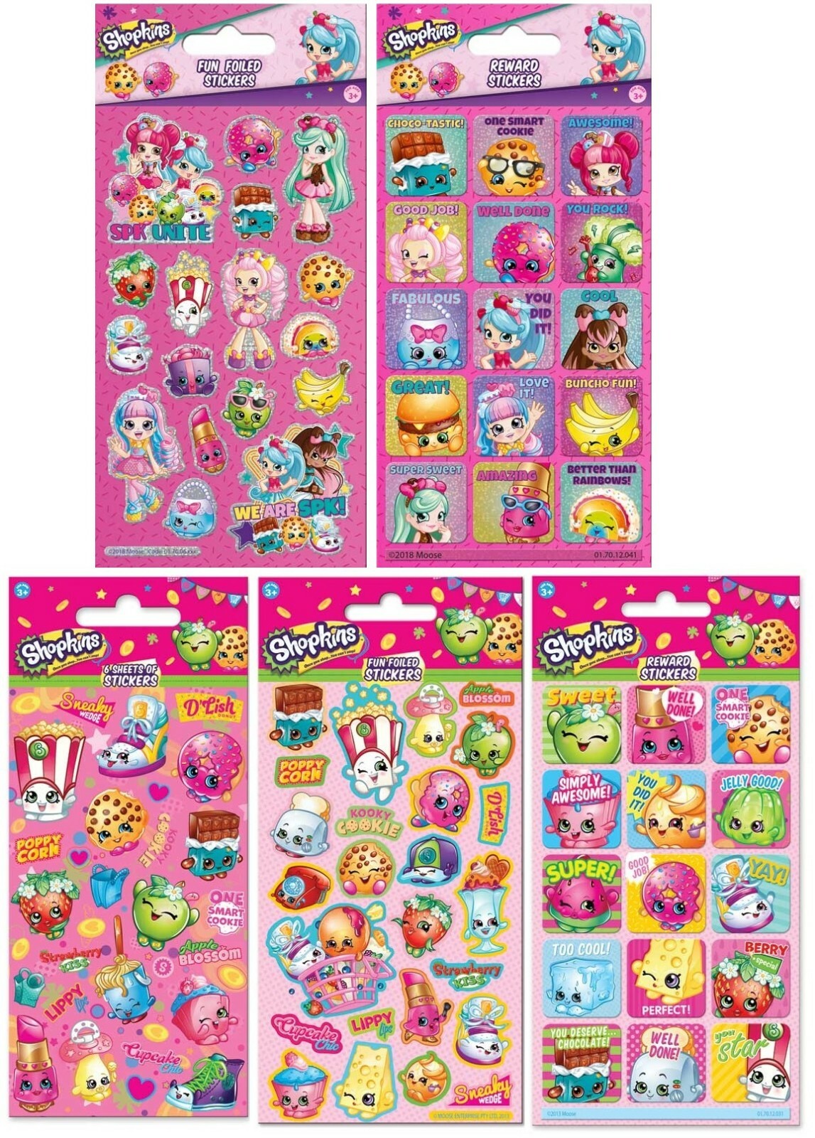 Shopkins Foil Reward Reusable Stickers Kids Party Pack Bag Filler Gift Craft