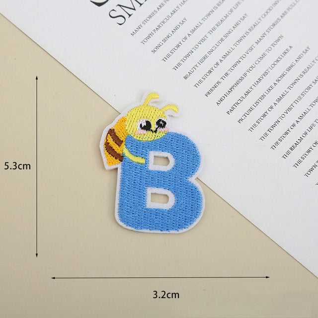 Kids Cartoon Letter Patch Iron on Alphabet Letters Embroidery Customise Animals