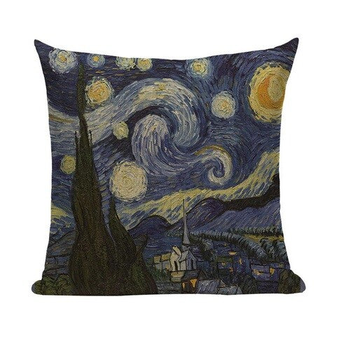 ARTIST VAN GOGH STARRY NIGHT BLOSSOM OIL PAINTING CUSHION COVERS 45x45cm - Starry Night Design 2
