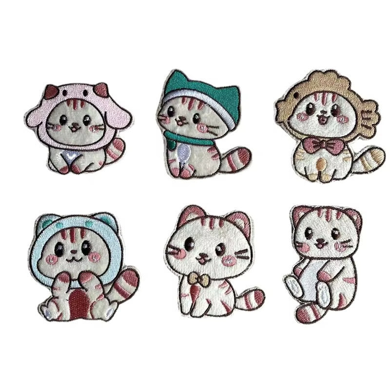 Cat Patch Cute Kawaii Kitty Embroidered Patches Iron on / Stick on / Sew on Cats